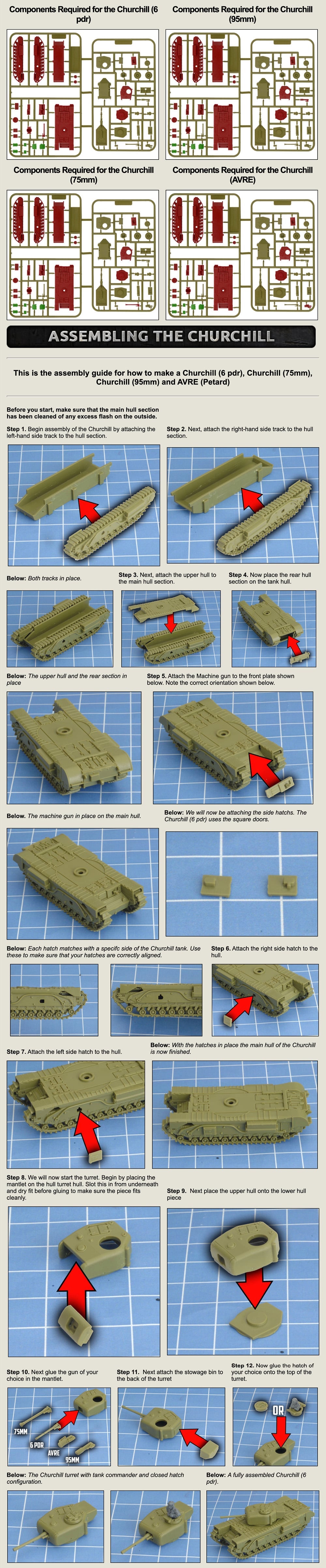 Churchill Armoured Troop (Plastic)(x3 Tanks Plastic)