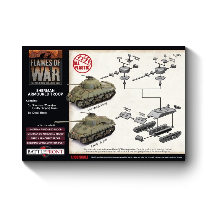 Sherman Armoured Troop (Plastic)(x5 Tanks Plastic)