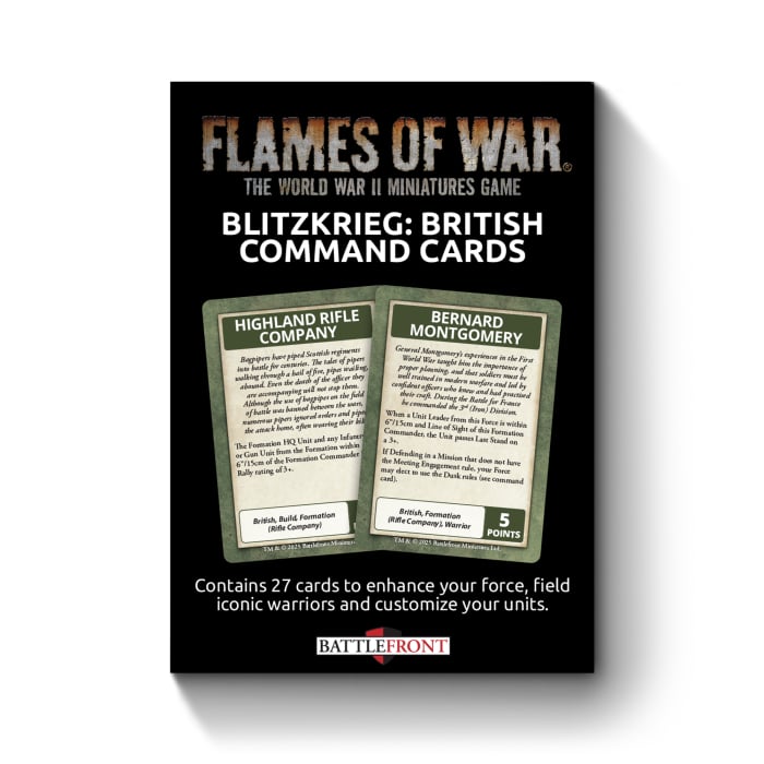 Blitzkrieg British Command Cards (x27 Cards) - Limited Edition