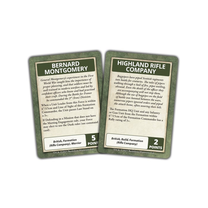 Blitzkrieg British Command Cards (x27 Cards) - Limited Edition