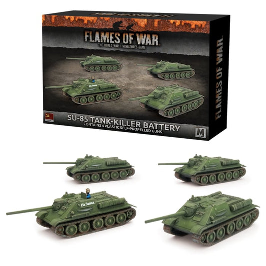 SU-85 Medium SP Battery (Mid War x4 Tanks Plastic), x4 SU-85 SP guns