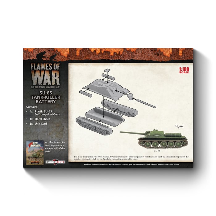 SU-85 Medium SP Battery (Mid War x4 Tanks Plastic), x4 SU-85 SP guns