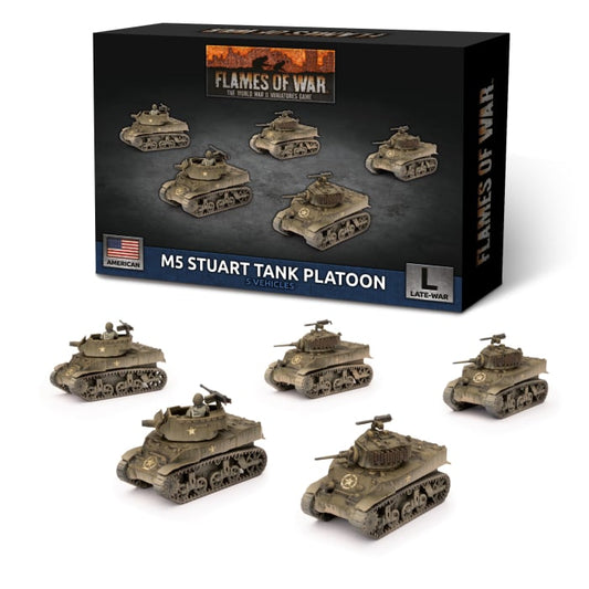 M5 Stuart Light Tank Platoon (Late War x5 Tanks Plastic)Contains five M5 Stuart tanks