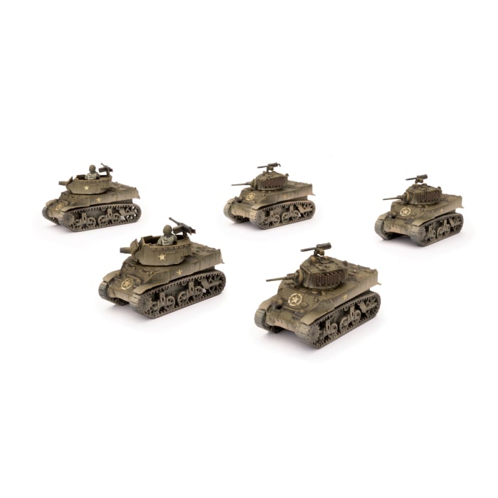 M5 Stuart Light Tank Platoon (Late War x5 Tanks Plastic)Contains five M5 Stuart tanks