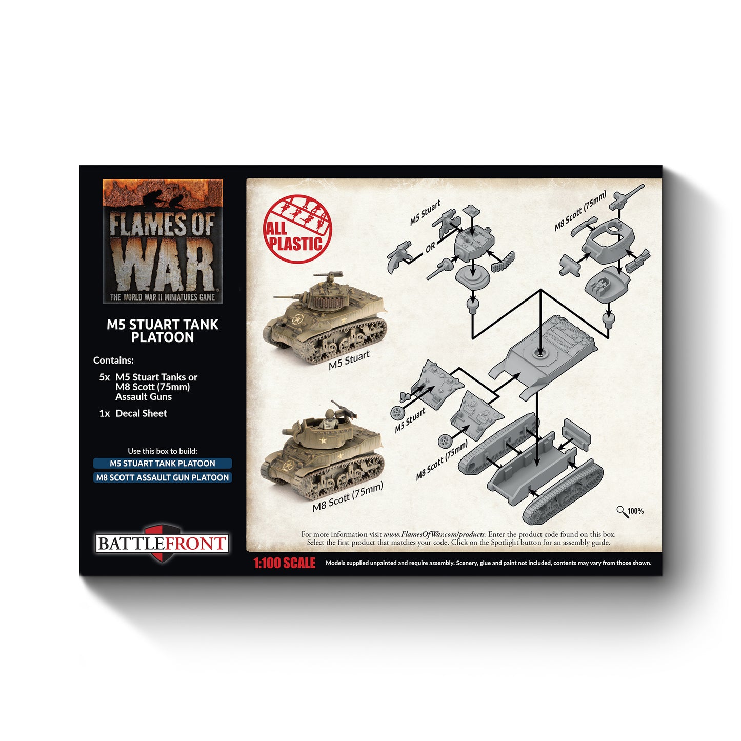 M5 Stuart Light Tank Platoon (Late War x5 Tanks Plastic)Contains five M5 Stuart tanks